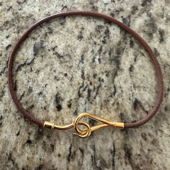 Hermes Jumbo Hook Necklace/Bracelet. Gold and Brown - Picture 2 of 4